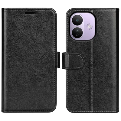 غطاء لهاتف Xiaomi Redmi Note 17 Pro+ 5G بتصميم جلد حصان مجنون مع حامل - أسود