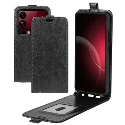Etui na Xiaomi 18 Pro z kieszenią na kartę, pionowe etui skórzane - Czarny