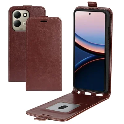 For Xiaomi Poco C95 Pro Case with Card Slots Vertical Flip Leather Phone Cover - Brown