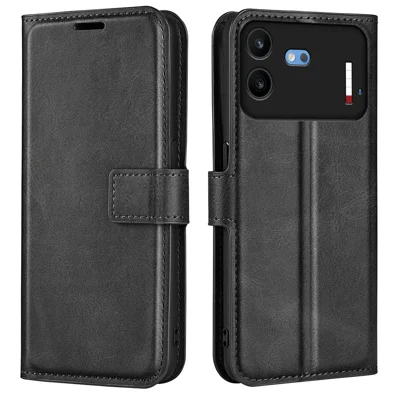 For Nothing Phone (4b) Stand Case Anti-Scratch Calf Texture Leather Phone Cover - Black