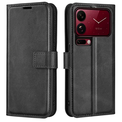 Futerał stojakowy na telefon do Xiaomi 18 Pro, antyrysikowa obudowa z skóry bydlęcej w kolorze czarnym