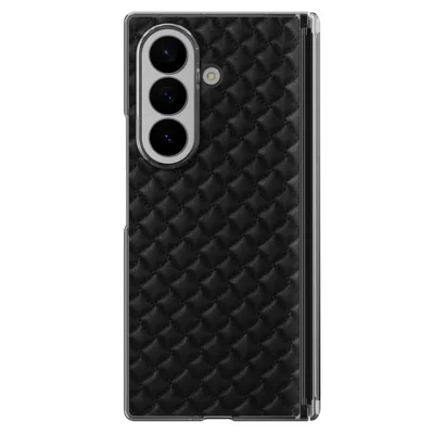 For Samsung Galaxy Z Fold8 Ultra Dual-Axis Magnetic Case Diamond-Quilted Texture Leather PC Phone Cover - Black