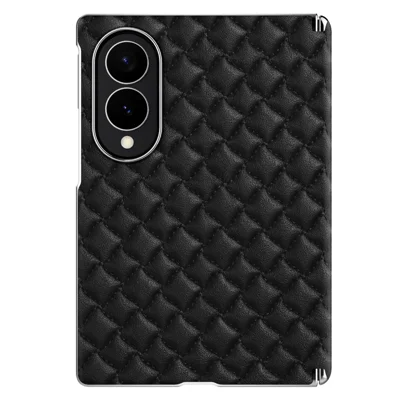 For Samsung Galaxy Z Fold8 Magnetic Phone Case Electroplated Leather PC Phone Back Cover - Black