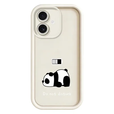 For iPhone 17 Phone Case Panda Printed Soft TPU Mobile Back Cover - White