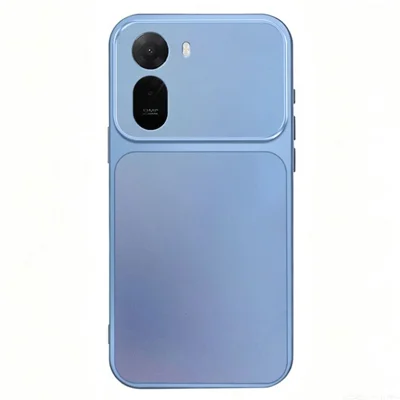Cover morbido per telefono per Xiaomi Redmi A7 Pro 4G (171,56 mm) / A7 Pro 5G / Poco C85x 5G / C81 4G, retro in TPU + PC con vernice metallizzata - Blu