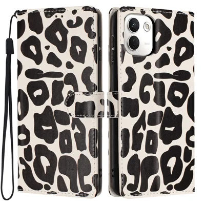 For Xiaomi Redmi Note 17 Pro+ 5G / Note 17 Pro Max 5G Case Leopard Print Wallet Stand Flip Leather Phone Cover with Wrist Strap - Black