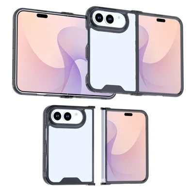 For iPhone Fold Case TPU + Gennemsigtig akryl folderbar telefonbeskyttelse - Sort