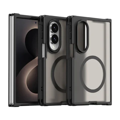 For Samsung Galaxy Z Fold8 Magnetic Case Anti Drop Matte PC + TPU Phone Cover - Black