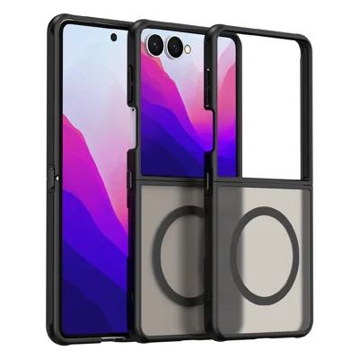 For Samsung Galaxy Z Flip8 Magnetic Case Anti Drop Matte PC + TPU Phone Cover - Black