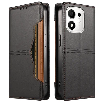  For Honor 600 Smart 5G Wallet Case External Card Slot Magnetic Closing Leather Phone Cover - Black