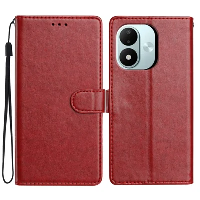 Voor Xiaomi Redmi Note 17 4G Leren Hoesje Portemonnee Stand Telefoonhoes met Handige Hengsel - Rood