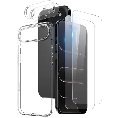  NORTHJO voor iPhone Air TPU-telefoonhoesje met 2 stuks voorste schermbeschermer + 2 stuks lensfolie - Transparant