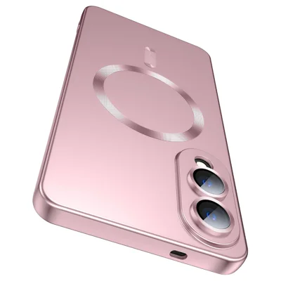  For Samsung Galaxy S25 Edge Magnetic Case Ultra Thin TPU Phone Cover with Lens Protection - Pink