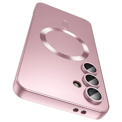  For Samsung Galaxy S24 FE Magnetic Case Ultra Thin TPU Phone Cover with Lens Protection - Pink