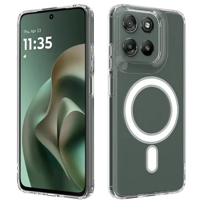 Coque transparente magnétique pour téléphone Motorola Moto G66j 5G / Motorola Moto G66y 5G / Motorola Moto G56 5G, dos en TPU + acrylique - Transparent