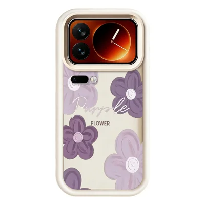 For Xiaomi 17 Pro Max Case Floral Pattern Printing Rubberized TPU Phone Cover - White