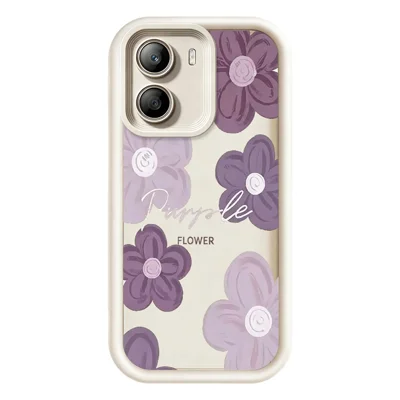 Fluweelzachte TPU-telefoonhoesje met bloemenpatroon voor Xiaomi Poco X7 Pro 5G - Wit