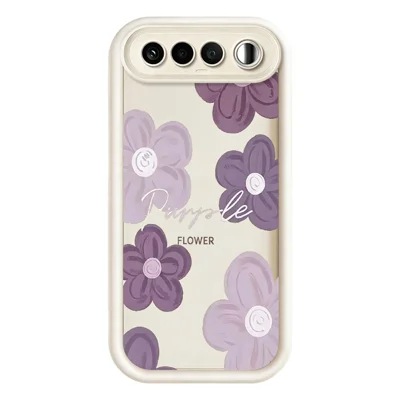 Чехол для Realme 16 5G с цветочным рисунком, резиновым покрытием из ТПУ, белый