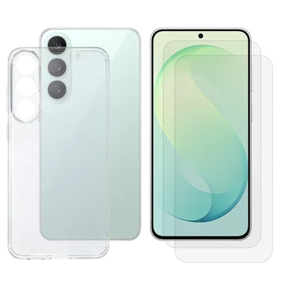 Folia na Samsung Galaxy S26 FE, miękka obudowa z TPU z 2 sztukami szkła hartowanego wysokiej jakości - przezroczysta