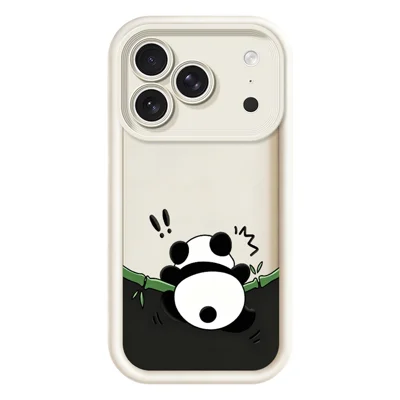Dla iPhone 18 Pro / iPhone 17 Pro TPU Case Gumowany Przeciwpowlekający Nadruk Z Pandą Obudowa Na Telefon - Biały