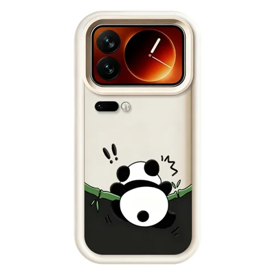 For Xiaomi 17 Pro Max TPU Case Rubberized Anti-Slip Panda Pattern Printing Phone Cover - White