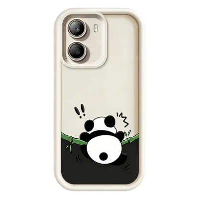 TPU-hoesje voor Xiaomi Poco X7 Pro 5G, met antisliprubberen afwerking en bedrukking van een panda - Wit