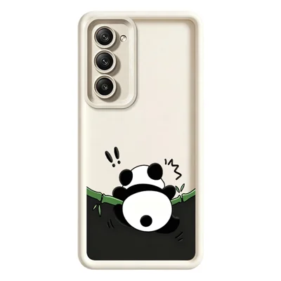 Capa de TPU para Xiaomi Redmi 15 5G (Global) (169 mm) com Estampa de Panda, Superfície Aveludada e Anti-derrapante - Branco