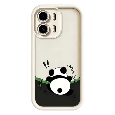 For Oppo A6x 5G  /  A6x 4G TPU Case Rubberized Anti-Slip Panda Pattern Printing Phone Cover - White