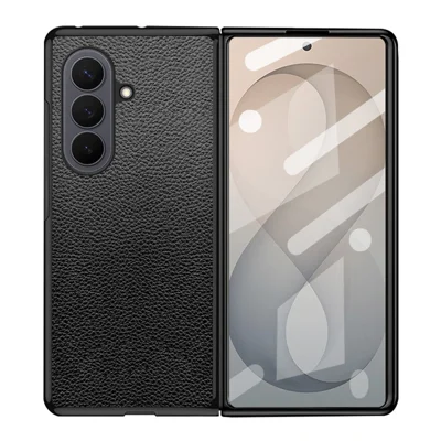 For Samsung Galaxy Z Fold8 Ultra Case Litchi Texture PU Leather + PC Scratchproof Phone Cover - Black