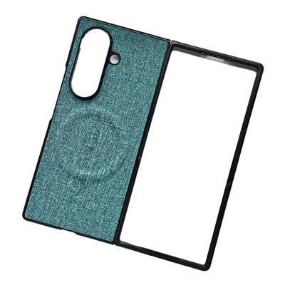 For Samsung Galaxy Z Fold8 Ultra Magnetic Case Stofstruktur PU-læder + PC Stødfast Foldbar Telefonbeskyttelse - Cyan