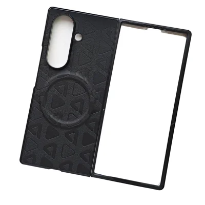 For Samsung Galaxy Z Fold8 Ultra Magnetic Case med præget trekantmønster i PU-læder + PC-foldetelefonbeskytning - Sort