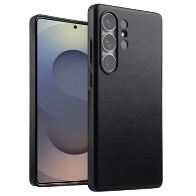 MELKCO für Samsung Galaxy S26 Ultra Magnetische Hülle Vollumhüllende Wachsrindleder PC-Rückseite - Schwarz