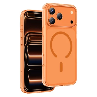 KEEPHONE GLAZE til iPhone 18 Pro Max / 17 Pro Max Magnetisk Case Hårdglass + PC Anti-krat Telefonbeskytter - Kosmisk Orange