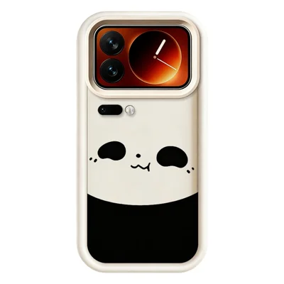 For Xiaomi 17 Pro Case Panda Pattern TPU Rubberized Anti-Slip Phone Back Cover - White