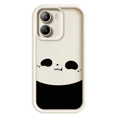 For Xiaomi Poco X7 Pro 5G Case Panda Pattern TPU Rubberized Anti-Slip Phone Back Cover - White