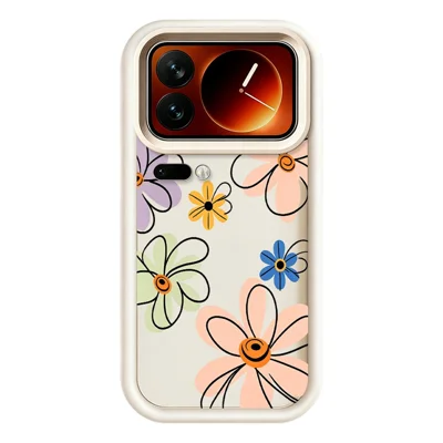 For Xiaomi 17 Pro TPU Case Hand-Drawn Floral Pattern Phone Back Cover - White