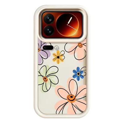 For Xiaomi 17 Pro Max TPU Case Hand-Drawn Floral Pattern Phone Back Cover - White