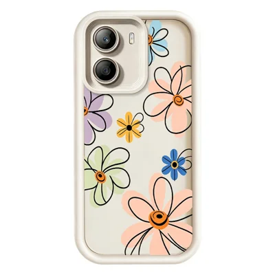 TPU-hoesje voor Xiaomi Poco X7 Pro 5G met handgetekend bloemenpatroon, achterkant telefoonhoesje - Wit