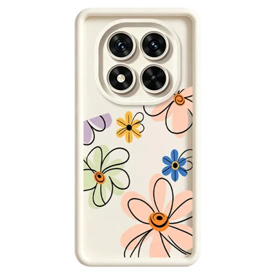 For Xiaomi Redmi Note 15 Pro+ 5G (Global)  /  Poco M8 Pro 5G TPU Case Hand-Drawn Floral Pattern Phone Back Cover - White