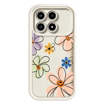 Obudowa TPU na Xiaomi Poco F8 Pro 5G z Ręcznie Rysowanym Motywem Kwiatowym - Biała