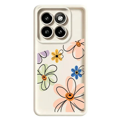 Funda TPU para Motorola Moto G56 5G, diseño floral dibujado a mano, cobertura trasera para teléfono - blanco