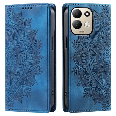 Voor Xiaomi Redmi 17 5G / 17 4G hoesje Magnetische sluiting Leren telefoonhoesje met afdrukpatroon - Blauw