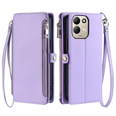 Telefoonhoesje voor Xiaomi Redmi 17 5G / 17 4G TPU + PU Lederen Portemonnee Hoes met Polsbandje - Paars
