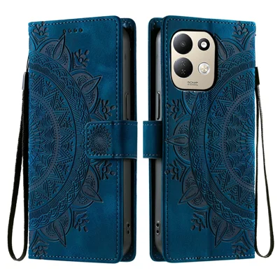 Voor Xiaomi Redmi 17 5G / 17 4G Hoesje Ingedrukt Totaal Motief Aanvoelbare Portefeuille Leren Telefoonhoesje met Handvast - Blauw