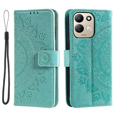 Standhoes voor Xiaomi Redmi 17 5G / 17 4G met imitatie leer en portemonnee, met polsbandje - Muntgroen