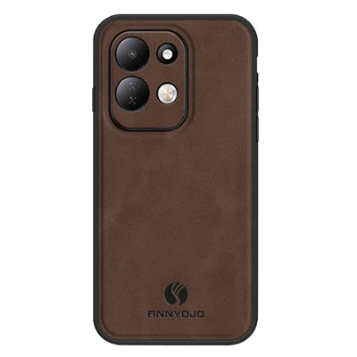 ANNYOJO voor Xiaomi Redmi 17 4G / 5G Hoesje PU Leer + PC + TPU Anti-drop Telefoon Achterkant - Koffie