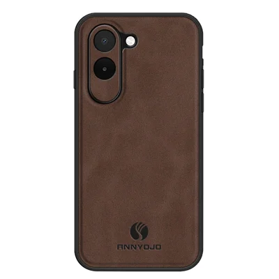 ANNYOJO voor OnePlus N6x 4G hoesje PU leer + PC + TPU anti-val telefoon achterkant - Koffie
