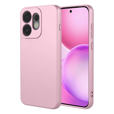 Voor Oppo Reno16 Pro 5G (Global) / Reno16 5G (Global) hoesje met gevoel van vloeibaar siliconen, zacht TPU-beschermhoesje - Roze