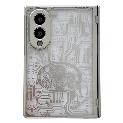 For Samsung Galaxy Z Fold8 Case Mechanical Legend Electroplating PC Phone Cover with Screen Film - Silver