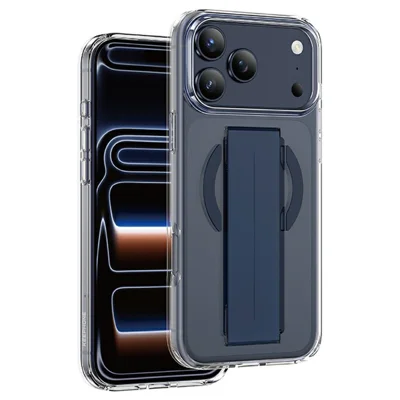 KEEPHONE MAGGRIP Serie til iPhone 18 Pro Max / 17 Pro Max Magnetisk Case PC + TPU Gennemsigtigt Telefonhylster med Silikone Håndtagsrem Kompatibel med MagSafe - Dyb Blå